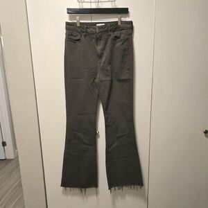 Black Flared Jeans with Frayed Hem